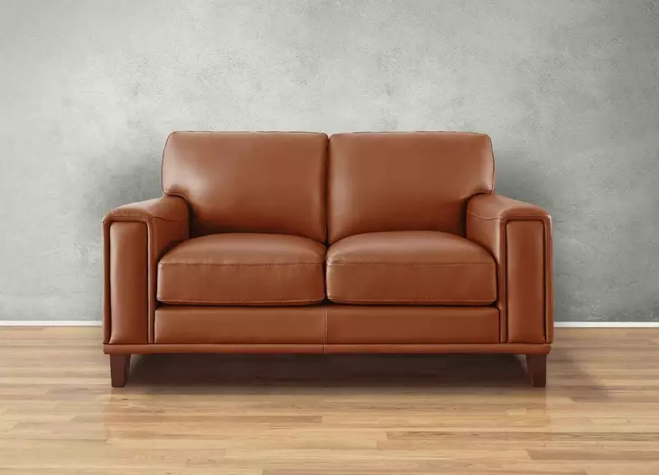 Halwyn Nutmeg Leather 65" Loveseat