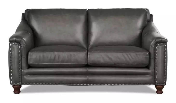 Bexley Ash Leather 67" Loveseat with Nailhead Trim