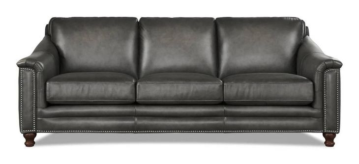 Bexley Ash Leather 92" Sofa with Nailhead Trim