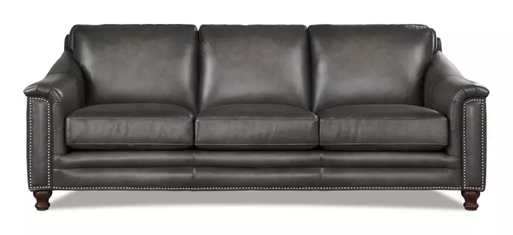 Bexley Ash Leather 92" Sofa with Nailhead Trim