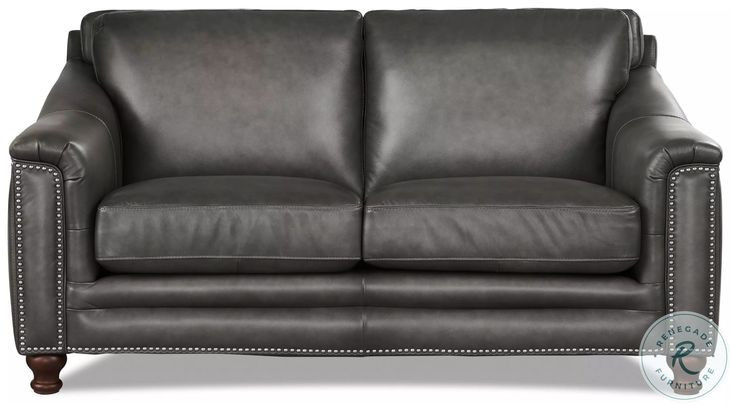 Bexley Ash Leather 67" Loveseat with Nailhead Trim