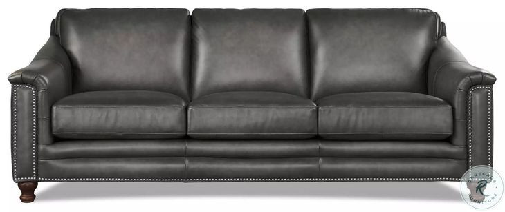 Bexley Ash Leather 92" Sofa with Nailhead Trim