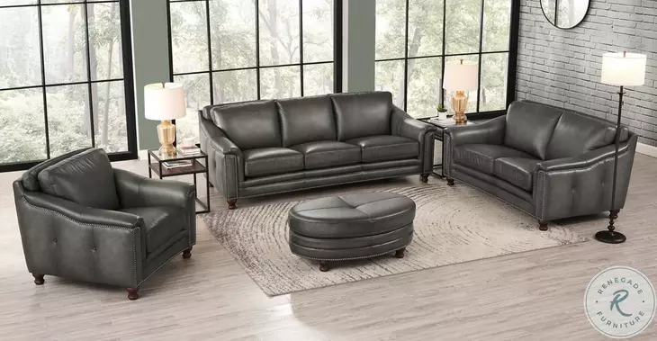 Bexley Ash Top Grain Leather Living Room Set