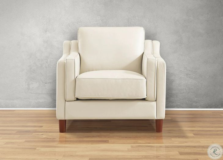 Isla Vanilla Leather Upholstered Accent Chair