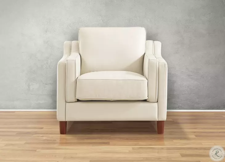 Isla Vanilla Leather Upholstered Accent Chair