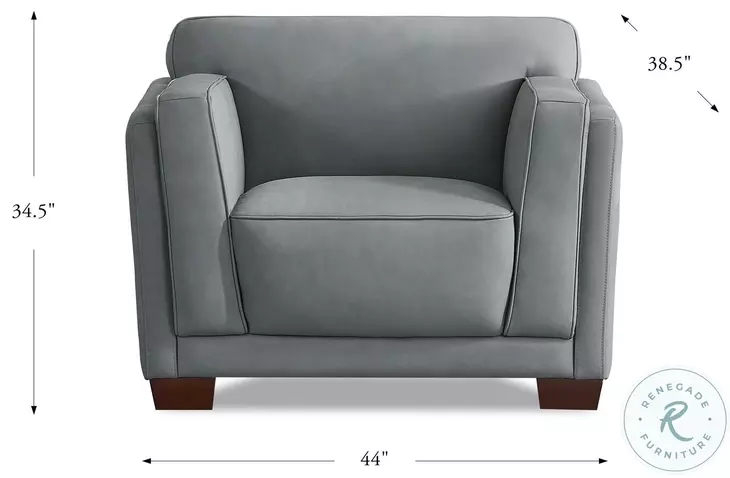 Preston Slate Gray Top Grain Leather Chair