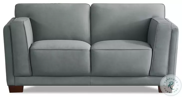 Preston Slate Gray Top Grain Leather Loveseat