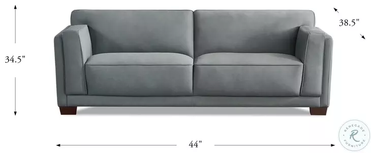 Preston Slate Gray Top Grain Leather Sofa