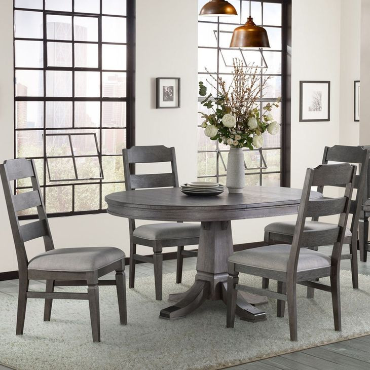 Foundry Brushed Pewter 60" Oval Dining Table