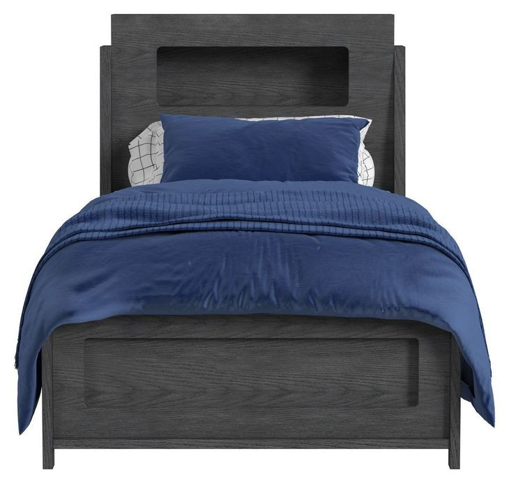 Darby Midnight Blue Twin Storage Panel Bed with USB Charging and LED