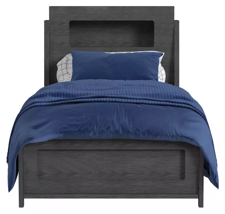 Darby Midnight Blue Twin Storage Panel Bed with USB Charging and LED