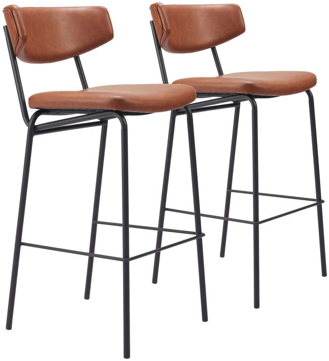 Charon Vintage Brown Bar Stool Set Of 2