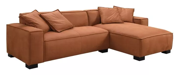 Carter Aumerry New Buck Rust 2 Piece Modular RAF Chaise Sectional with Pillows