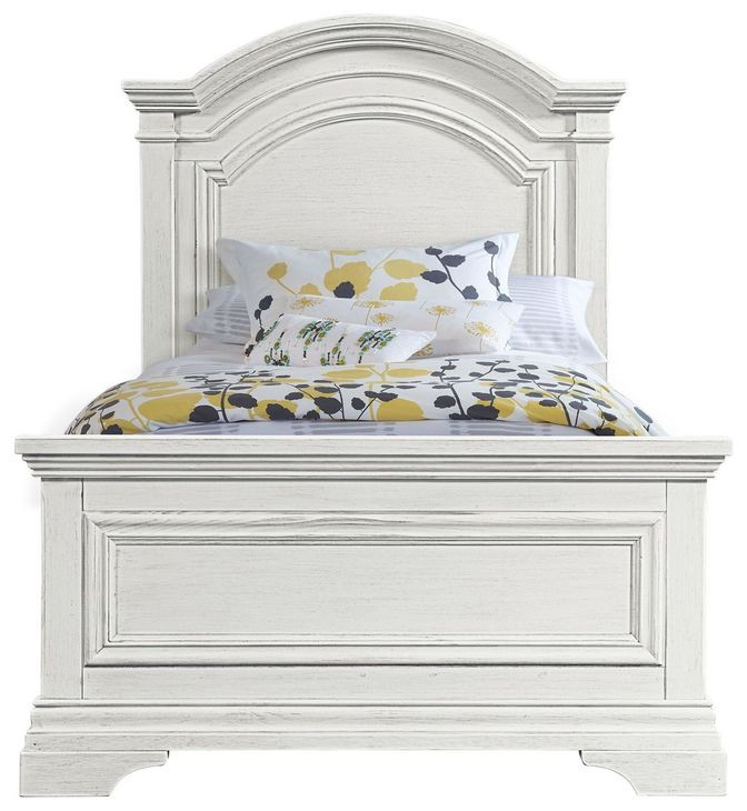 Olivia Brushed White Twin Panel Bed