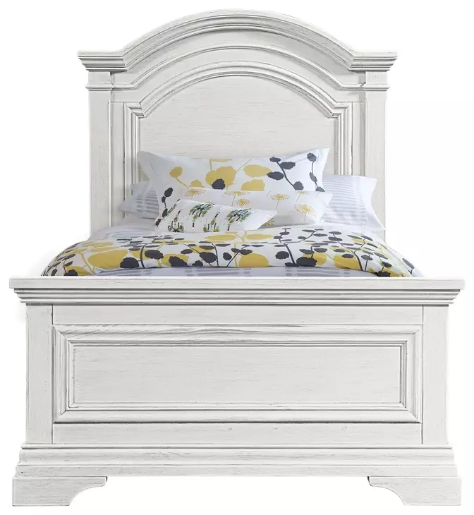 Olivia Brushed White Twin Panel Bed