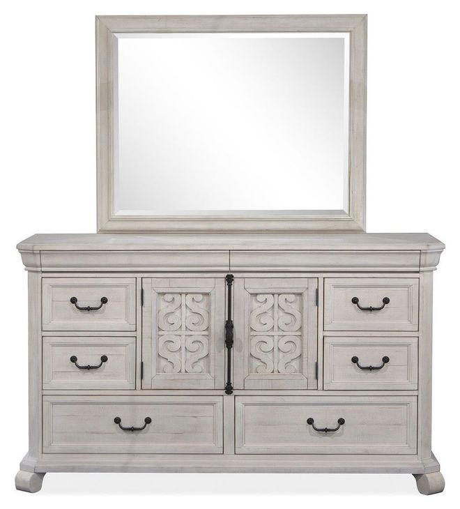Bronwyn Alabaster 8 Drawer Dresser with Rectangular Mirror