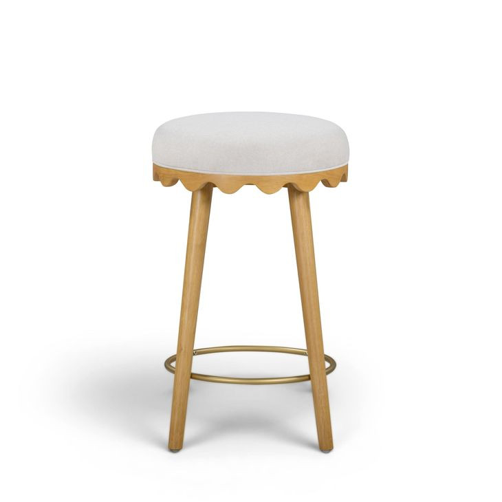 Oodle Cream Performance Vegan Mohair Upholstered Counter Height Stool