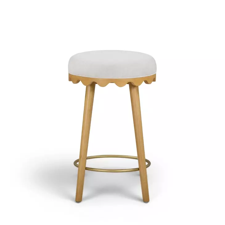 Oodle Cream Performance Vegan Mohair Upholstered Counter Height Stool