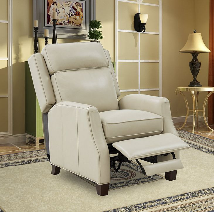 Nixon Barone Parchment Leather Push Thru The Arms Recliner