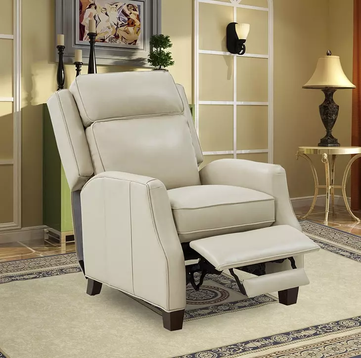 Nixon Barone Parchment Leather Push Thru The Arms Recliner