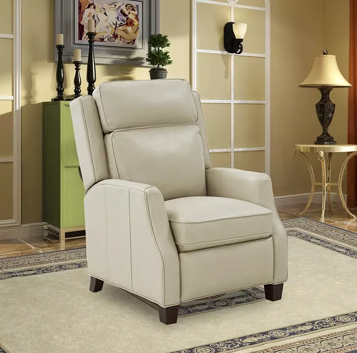 Nixon Barone Parchment Leather Push Thru The Arms Recliner