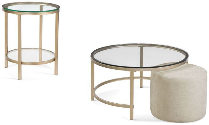 Anderson Antique Gold Round Glass Top End Table