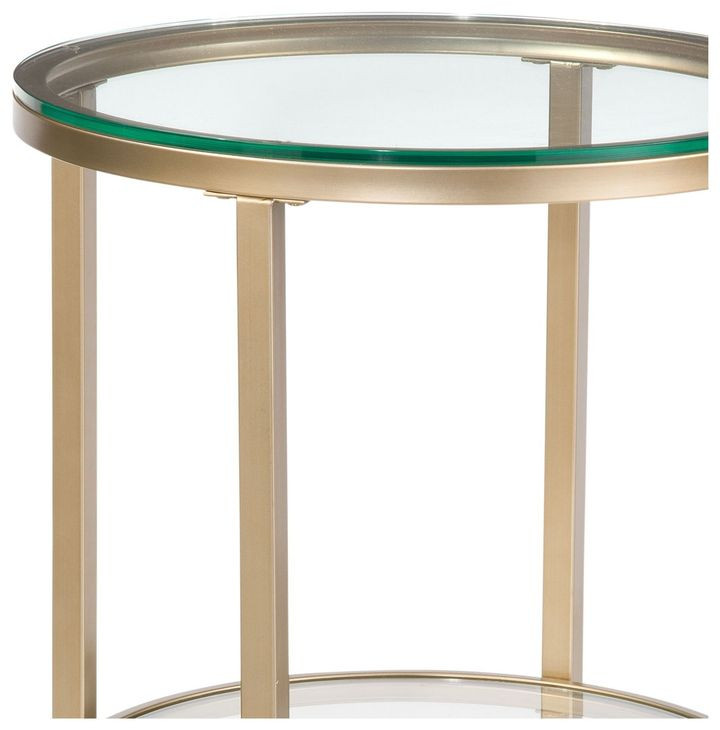 Anderson Antique Gold Round Glass Top End Table