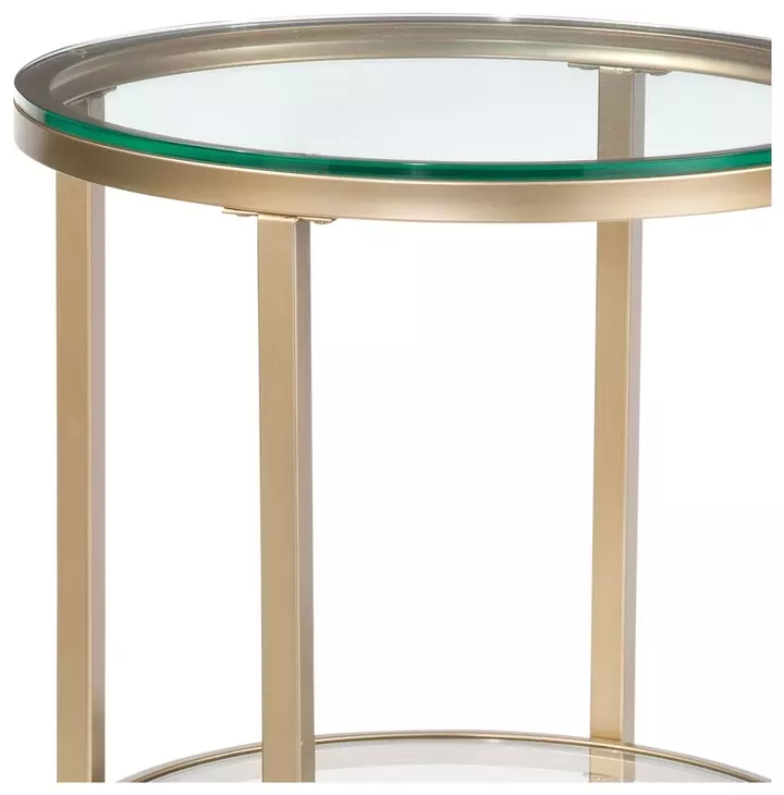Anderson Antique Gold Round Glass Top End Table