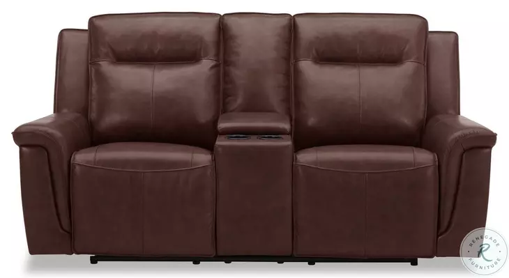 Avery Cognac Leather Power Reclining Console Loveseat