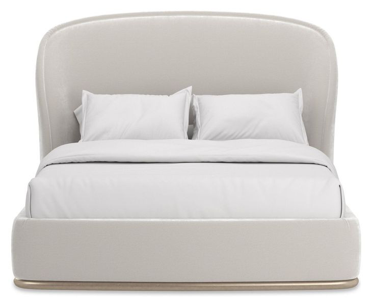 Opal Ivory and Soft Silver Paint Queen Upholstered Panel Bed