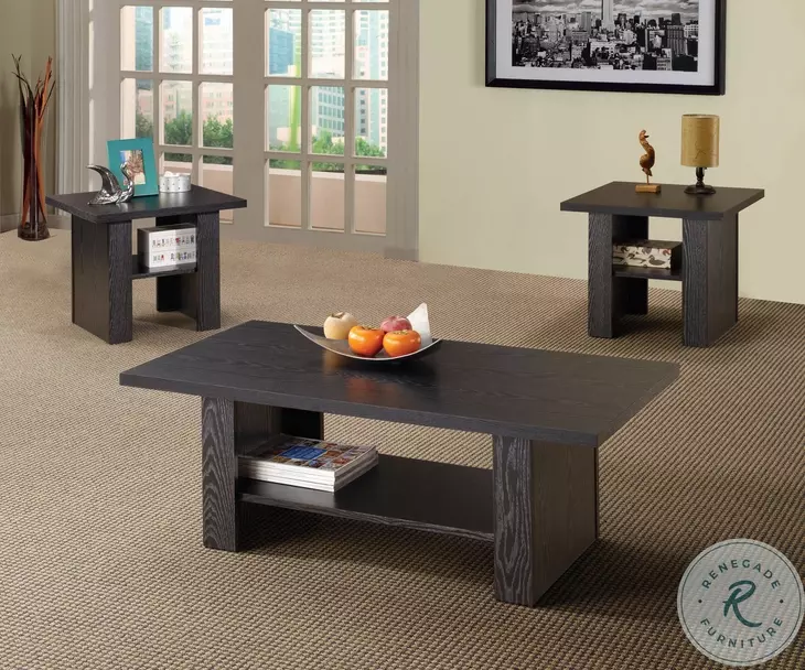 Rodez Black Oak 3 Piece Occasional Table Set