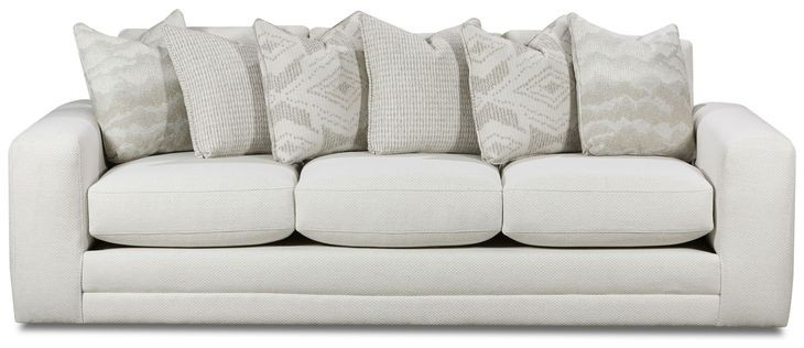 Hobnob Cotton Off White Performance Fabric Track Arms 98" Sofa