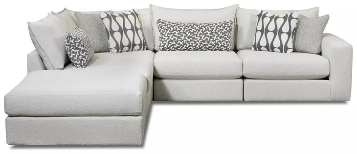 Contour Natural Off White 5 Piece Modular LAF Sectional with Pillows