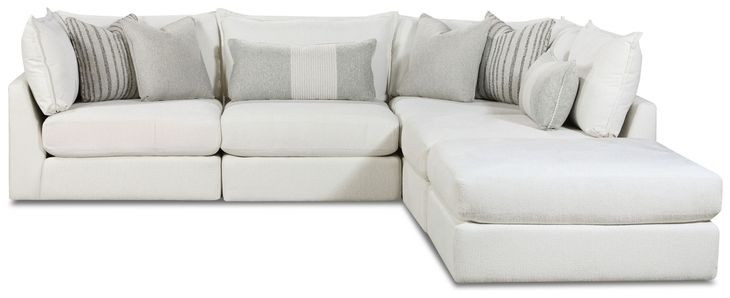 Claudia Natural Off White 5 Piece Modular Sectional with Pillows