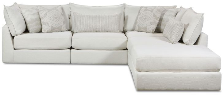 Hobnob Cotton Off White Performance Fabric 5 Piece Modular Sectional with Pillows