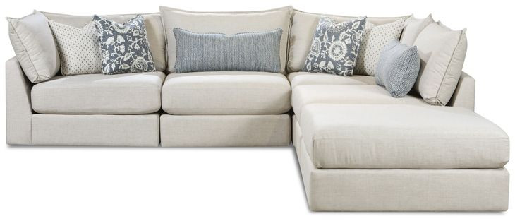 Prelude Feather Tan 5 Piece Modular Sectional with Pillows