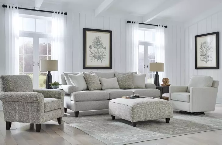 Hogan Cotton White Performance Fabric Upholstered Accent Chair