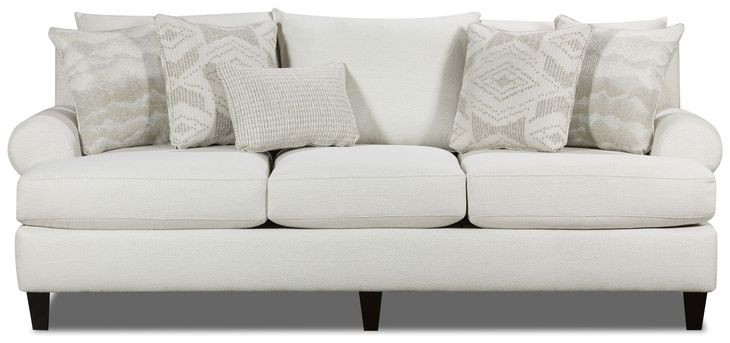Hobnob Cotton Off White Performance Fabric Round Arms 98" Sofa