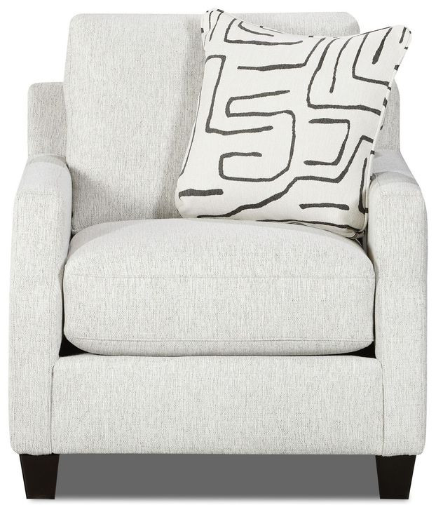 Durango Pewter Off White Performance Fabric Upholstered Accent Chair with Pillow