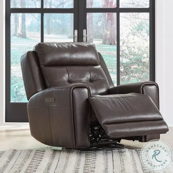 LOGOS LIFE ROLLINGCHAIR （BROWN） Keily Manual Swivel Glider Recliner, Brown - Steve Silver