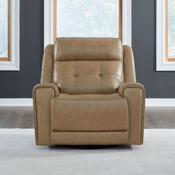 Worthington York Sand Leather Glider Power Recliner with USB Charging
