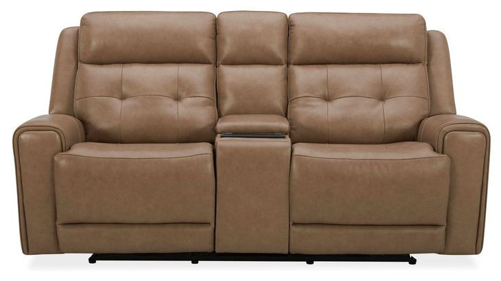 Worthington York Sand Leather 79" Zero Gravity Power Reclining Loveseat with Console and USB Charging