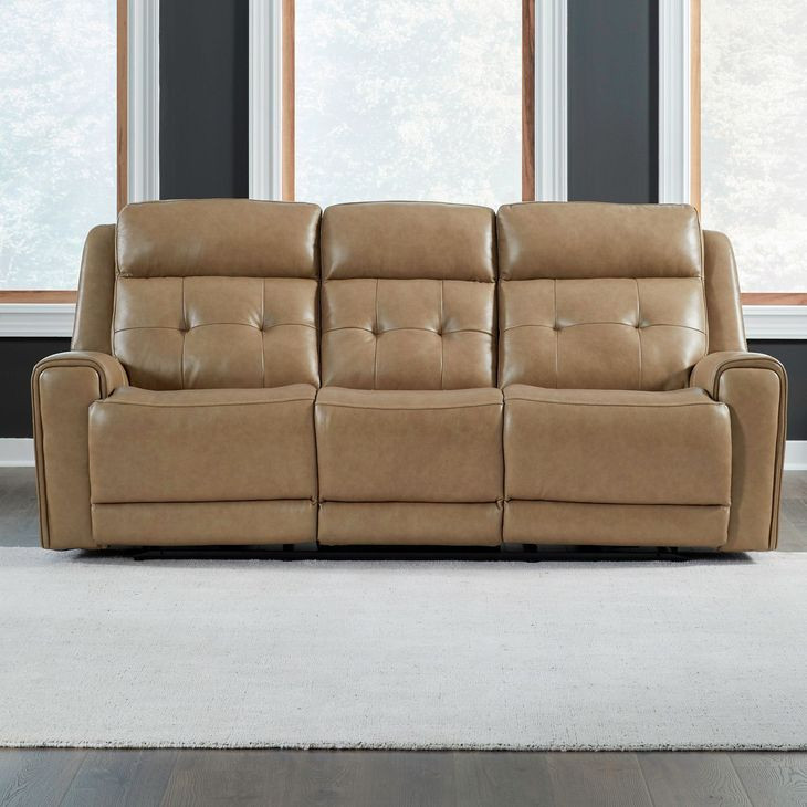 Worthington York Sand Leather 87" Zero Gravity Power Reclining Sofa with USB Charging