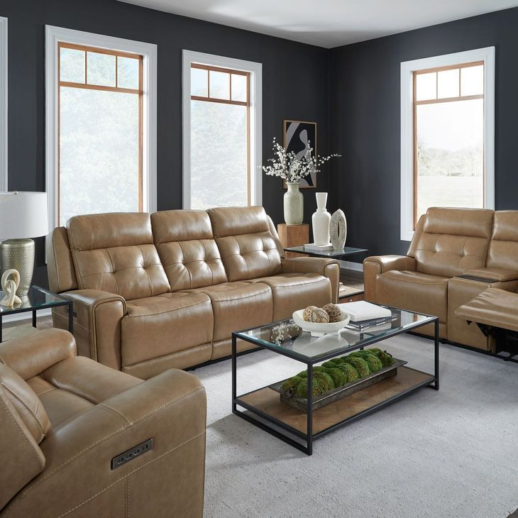 Worthington York Sand Leather 87" Zero Gravity Power Reclining Sofa with USB Charging