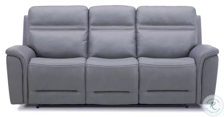 Cooper Bleu Gray Leather Triple Zero Gravity Power Reclining Sofa with Articulating Headrest