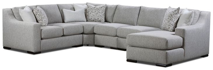 Durango Moose Beige 5 Piece Modular Sectional with RAF Chaise and Pillows