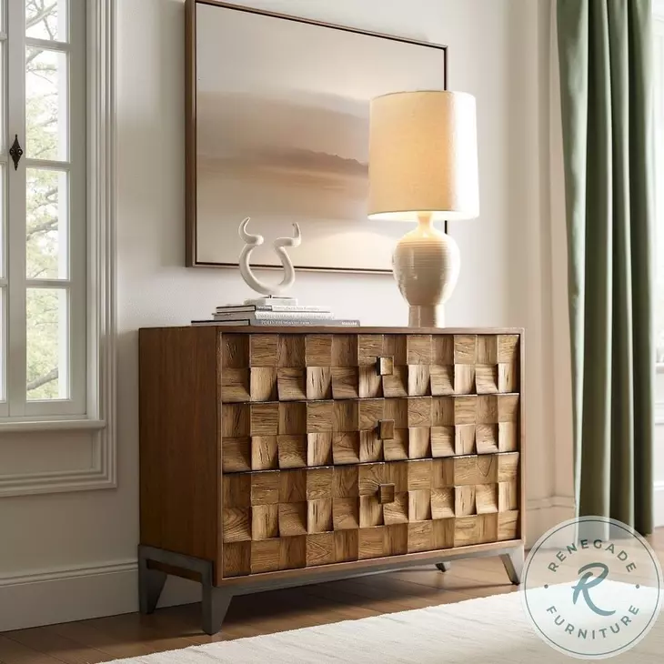 Neo Balance Motif Walnut And Rolled Steel Console