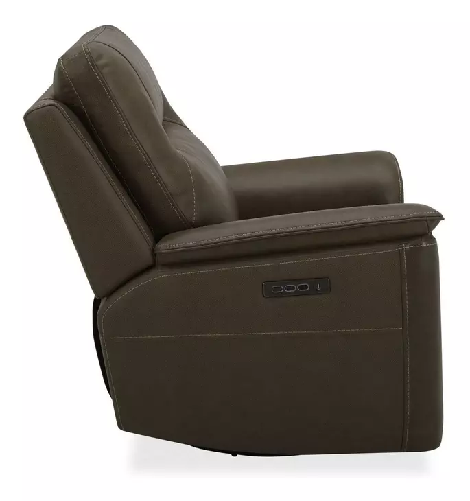 Collins York Chestnut Leather Zero Gravity Triple Power Reclining Living Room Set