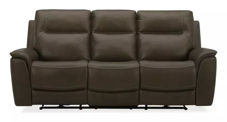 Collins York Chestnut Leather 89" Zero Gravity Triple Power Reclining Sofa with USB Charging