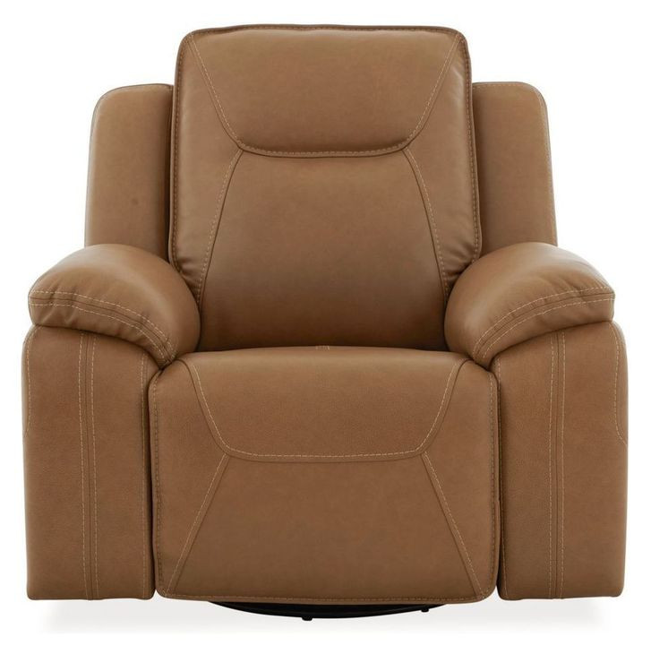 Callihan York Butternut Leather Glider Power Recliner with USB Charging and Heat Massage